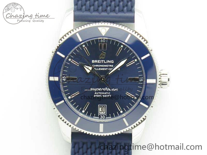 SuperOcean 42mm AB2010 SS GF 1:1 Best Edition Blue Dial Blue Ceramic Bezel On Rubber Strap B20