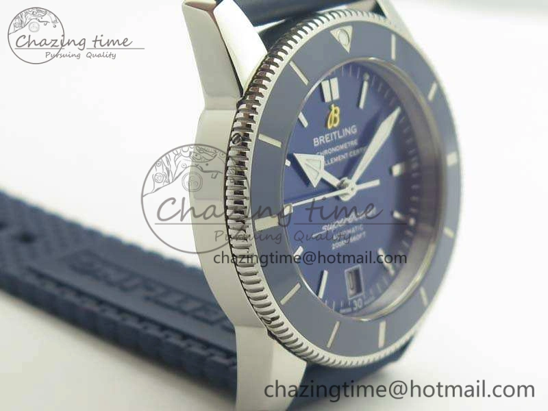 SuperOcean 42mm AB2010 SS GF 1:1 Best Edition Blue Dial Blue Ceramic Bezel On Rubber Strap B20