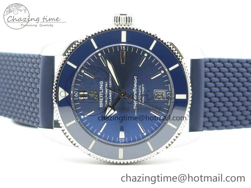 SuperOcean 42mm AB2010 SS GF 1:1 Best Edition Blue Dial Blue Ceramic Bezel On Rubber Strap B20