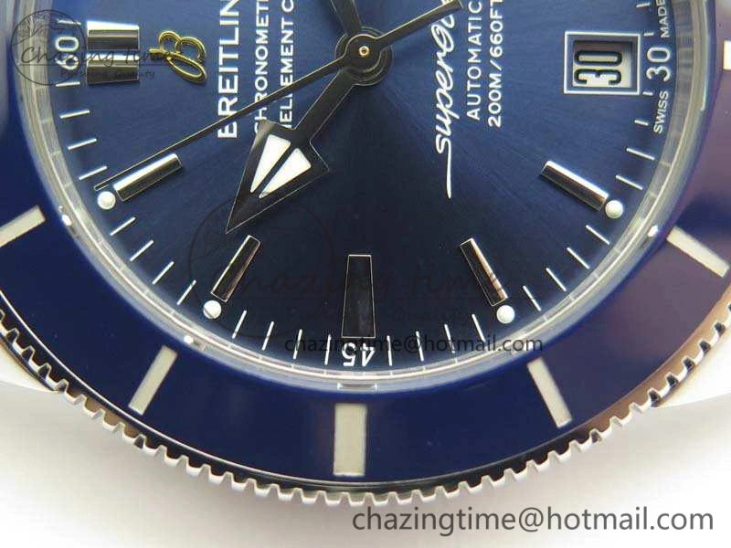 SuperOcean 42mm AB2010 SS GF 1:1 Best Edition Blue Dial Blue Ceramic Bezel On Rubber Strap B20