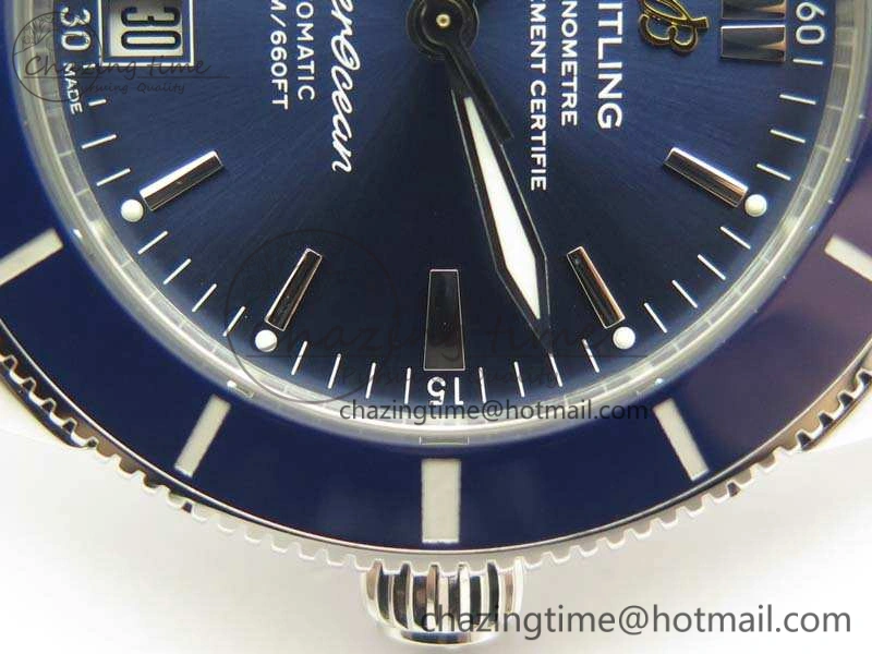 SuperOcean 42mm AB2010 SS GF 1:1 Best Edition Blue Dial Blue Ceramic Bezel On Rubber Strap B20