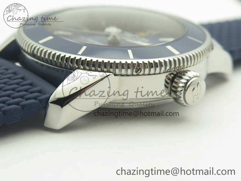 SuperOcean 42mm AB2010 SS GF 1:1 Best Edition Blue Dial Blue Ceramic Bezel On Rubber Strap B20