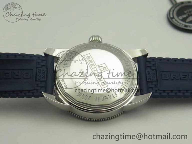 SuperOcean 42mm AB2010 SS GF 1:1 Best Edition Blue Dial Blue Ceramic Bezel On Rubber Strap B20