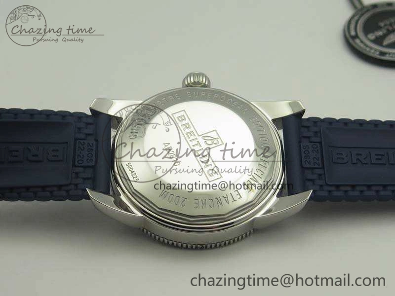 SuperOcean 42mm AB2010 SS GF 1:1 Best Edition Blue Dial Blue Ceramic Bezel On Rubber Strap B20