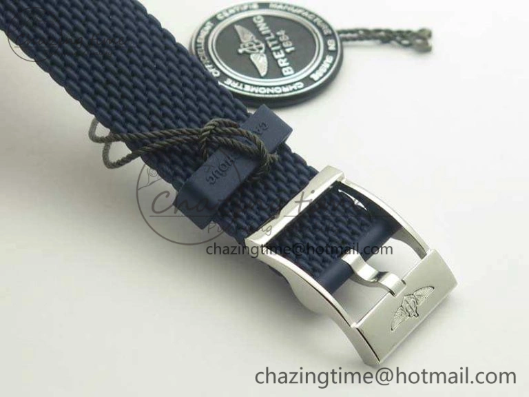 SuperOcean 42mm AB2010 SS GF 1:1 Best Edition Blue Dial Blue Ceramic Bezel On Rubber Strap B20