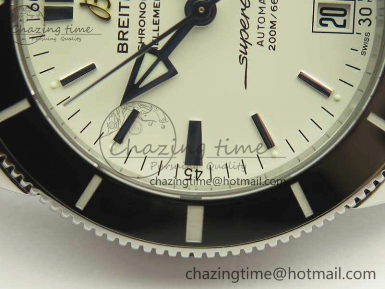 SuperOcean 42mm AB2010 SS GF 1:1 Best Edition White Dial Black Ceramic Bezel On Rubber Strap B20