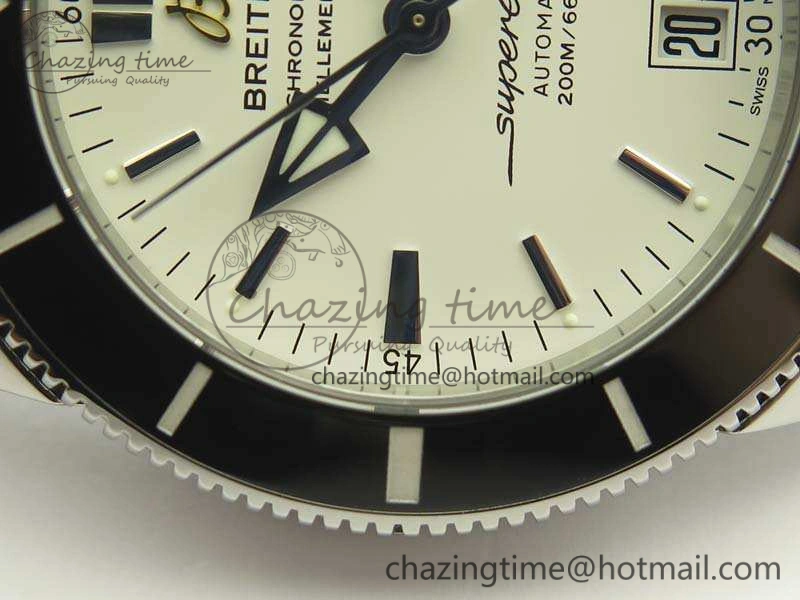 SuperOcean 42mm AB2010 SS GF 1:1 Best Edition White Dial Black Ceramic Bezel On Rubber Strap B20