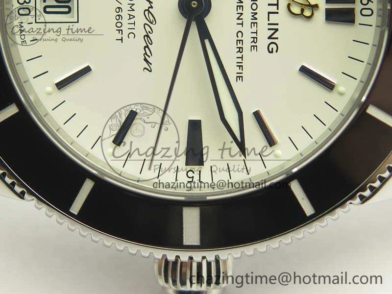 SuperOcean 42mm AB2010 SS GF 1:1 Best Edition White Dial Black Ceramic Bezel On Rubber Strap B20