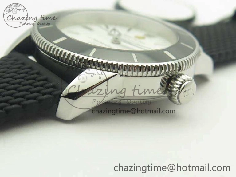 SuperOcean 42mm AB2010 SS GF 1:1 Best Edition White Dial Black Ceramic Bezel On Rubber Strap B20