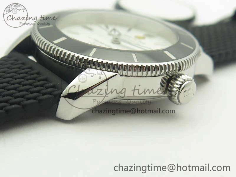 SuperOcean 42mm AB2010 SS GF 1:1 Best Edition White Dial Black Ceramic Bezel On Rubber Strap B20