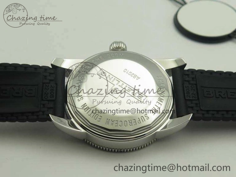 SuperOcean 42mm AB2010 SS GF 1:1 Best Edition White Dial Black Ceramic Bezel On Rubber Strap B20