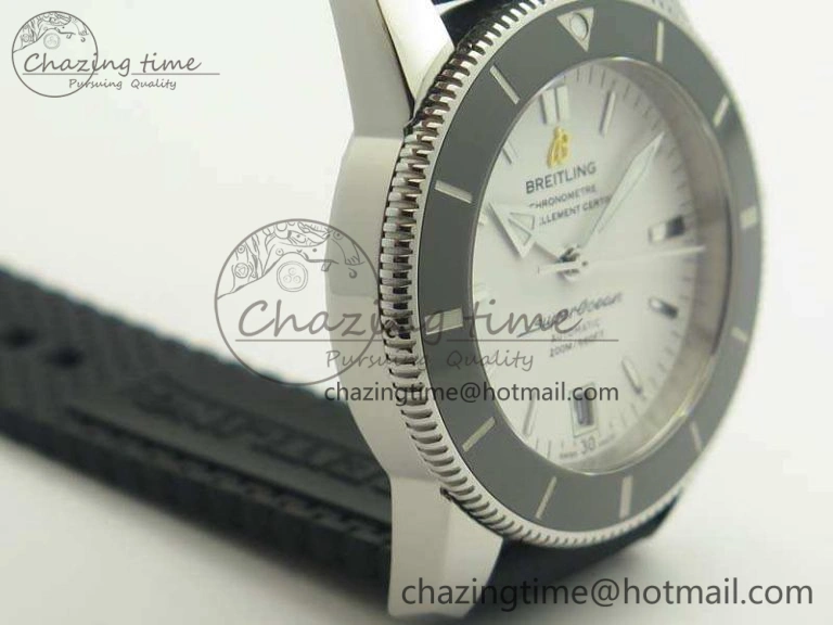 SuperOcean 42mm AB2010 SS GF 1:1 Best Edition White Dial Black Ceramic Bezel On Rubber Strap B20