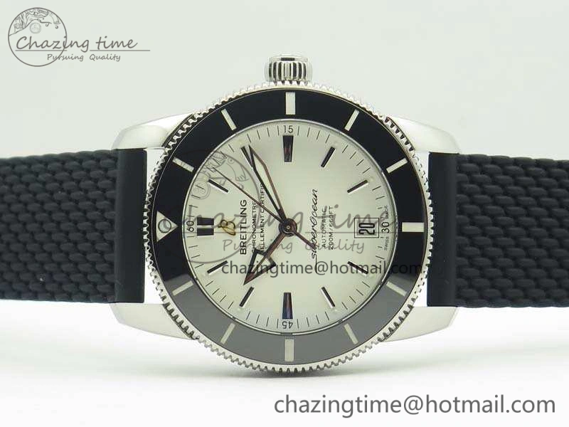 SuperOcean 42mm AB2010 SS GF 1:1 Best Edition White Dial Black Ceramic Bezel On Rubber Strap B20