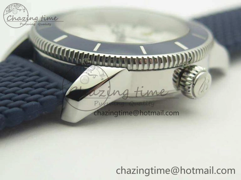 SuperOcean 42mm AB2010 SS GF 1:1 Best Edition White Dial Blue Ceramic Bezel On Rubber Strap B20