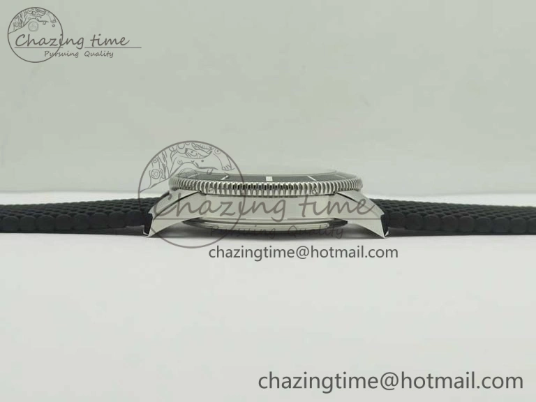 SuperOcean 42mm AB2010 SS OMF 1:1 Best Edition Black Dial Black Ceramic Bezel on Black Rubber Strap A2824