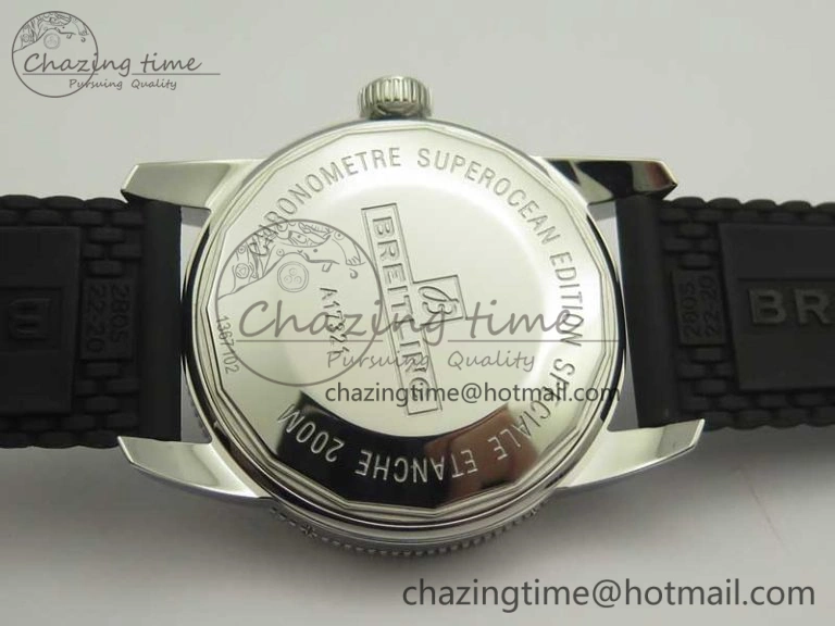SuperOcean 42mm AB2010 SS OMF 1:1 Best Edition Black Dial Black Ceramic Bezel on Black Rubber Strap A2824