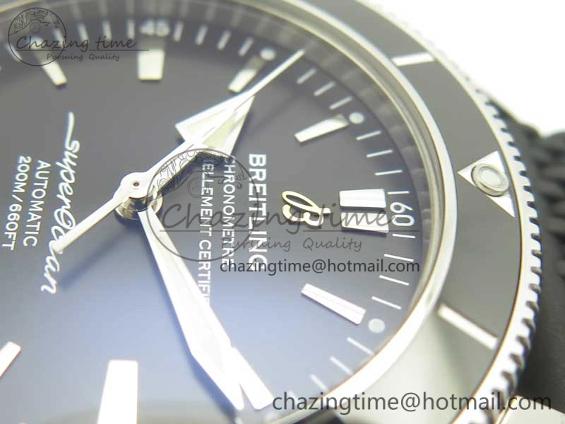 SuperOcean 42mm AB2010 SS OMF 1:1 Best Edition Black Dial Black Ceramic Bezel on Black Rubber Strap A2824