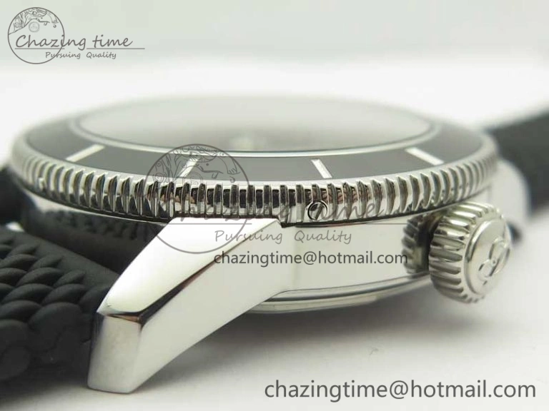 SuperOcean 42mm AB2010 SS OMF 1:1 Best Edition Black Dial Black Ceramic Bezel on Black Rubber Strap A2824