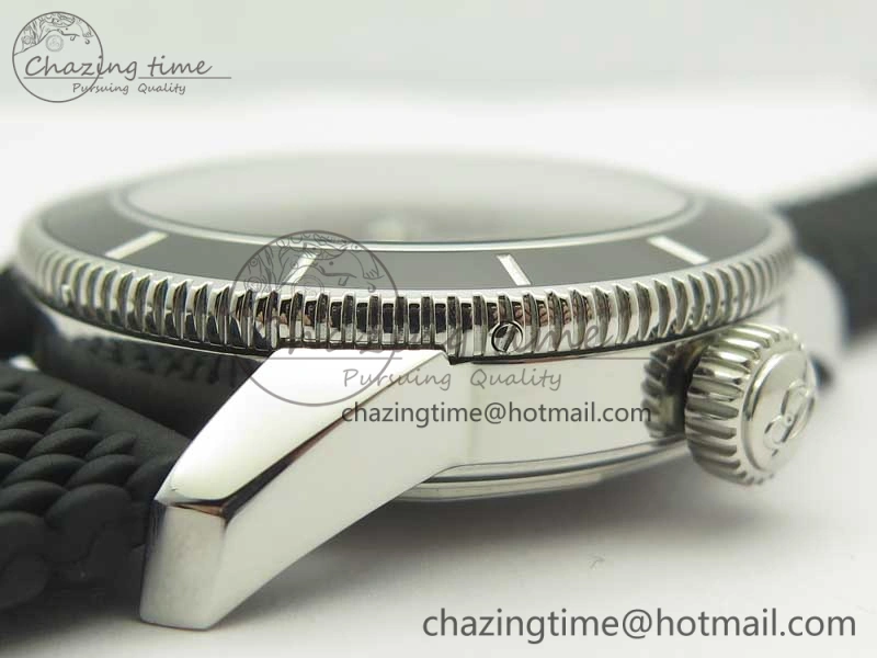 SuperOcean 42mm AB2010 SS OMF 1:1 Best Edition Black Dial Black Ceramic Bezel on Black Rubber Strap A2824