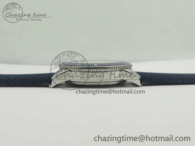 SuperOcean 42mm AB2010 SS OMF 1:1 Best Edition Blue Dial Blue Ceramic Bezel on Blue Rubber Strap A2824