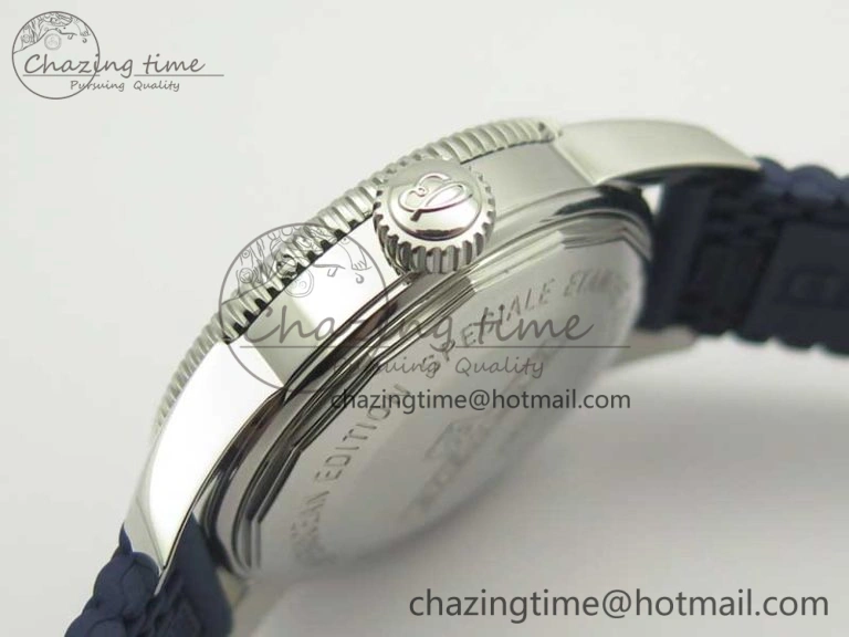 SuperOcean 42mm AB2010 SS OMF 1:1 Best Edition Blue Dial Blue Ceramic Bezel on Blue Rubber Strap A2824
