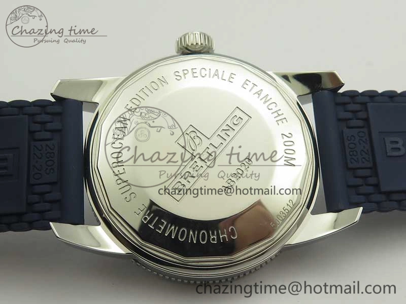 SuperOcean 42mm AB2010 SS OMF 1:1 Best Edition Blue Dial Blue Ceramic Bezel on Blue Rubber Strap A2824