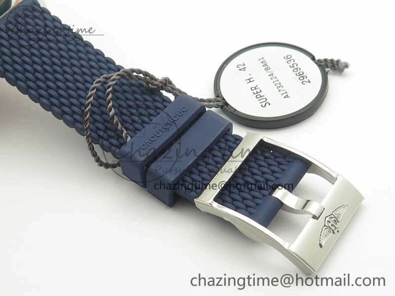 SuperOcean 42mm AB2010 SS OMF 1:1 Best Edition Blue Dial Blue Ceramic Bezel on Blue Rubber Strap A2824