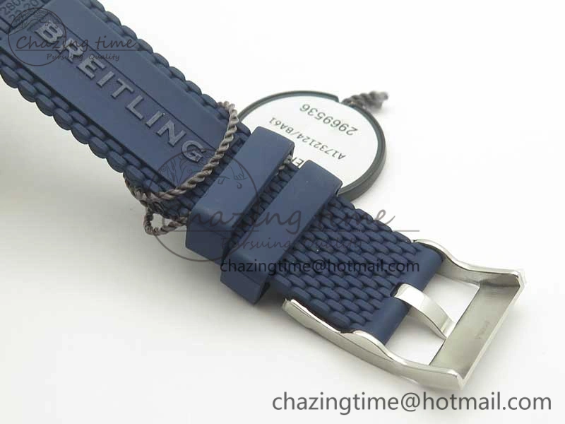 SuperOcean 42mm AB2010 SS OMF 1:1 Best Edition Blue Dial Blue Ceramic Bezel on Blue Rubber Strap A2824