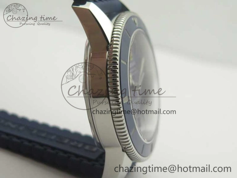 SuperOcean 42mm AB2010 SS OMF 1:1 Best Edition Blue Dial Blue Ceramic Bezel on Blue Rubber Strap A2824