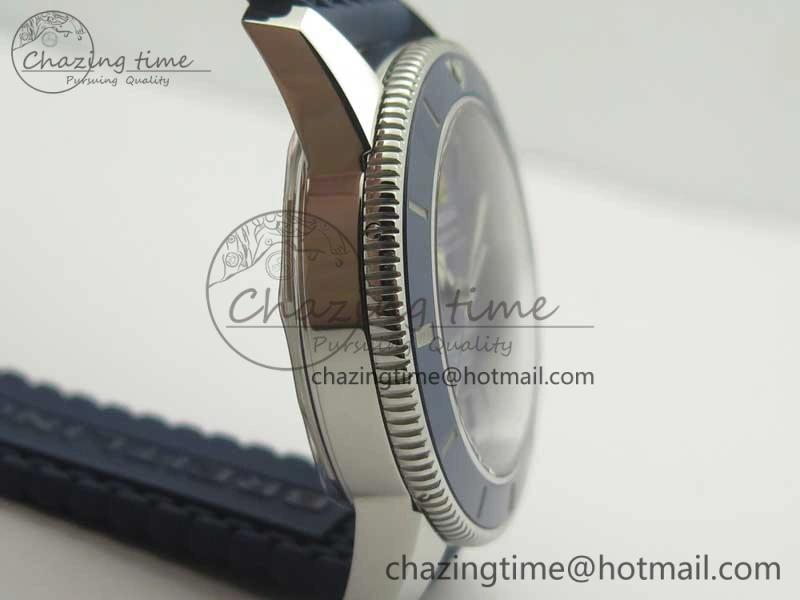 SuperOcean 42mm AB2010 SS OMF 1:1 Best Edition Blue Dial Blue Ceramic Bezel on Blue Rubber Strap A2824