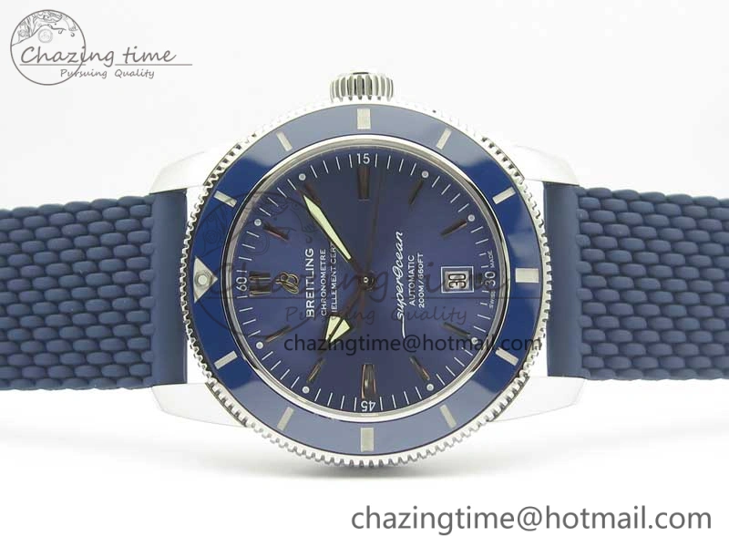 SuperOcean 42mm AB2010 SS OMF 1:1 Best Edition Blue Dial Blue Ceramic Bezel on Blue Rubber Strap A2824