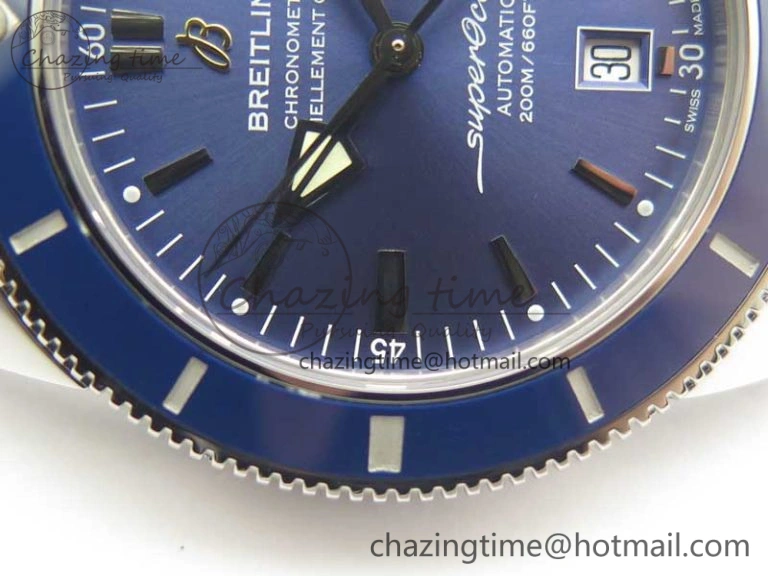SuperOcean 42mm AB2010 SS OMF 1:1 Best Edition Blue Dial Blue Ceramic Bezel on Blue Rubber Strap A2824