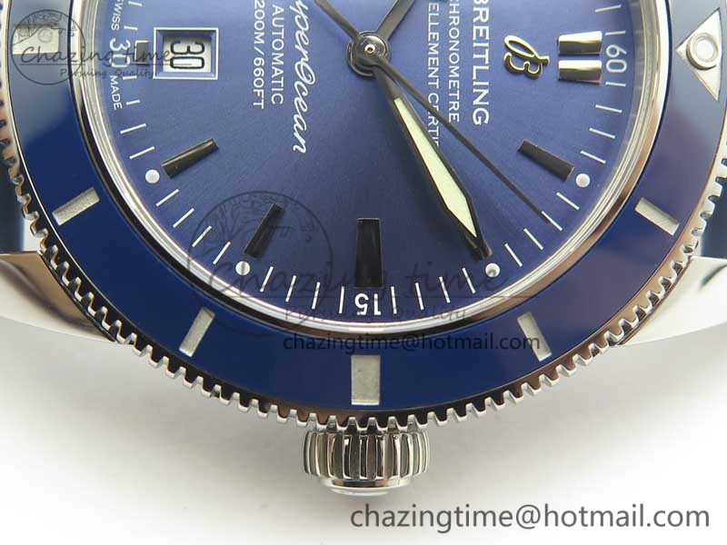 SuperOcean 42mm AB2010 SS OMF 1:1 Best Edition Blue Dial Blue Ceramic Bezel on Blue Rubber Strap A2824