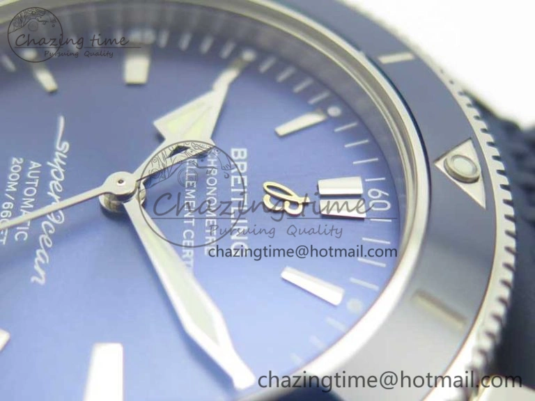 SuperOcean 42mm AB2010 SS OMF 1:1 Best Edition Blue Dial Blue Ceramic Bezel on Blue Rubber Strap A2824
