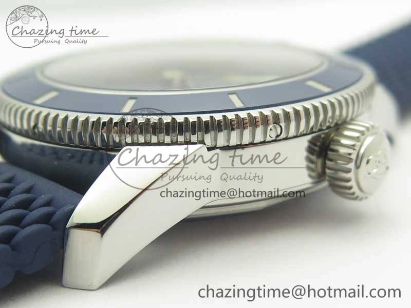 SuperOcean 42mm AB2010 SS OMF 1:1 Best Edition Blue Dial Blue Ceramic Bezel on Blue Rubber Strap A2824