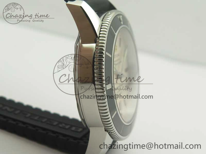 SuperOcean 42mm AB2010 SS OMF 1:1 Best Edition White Dial Black Ceramic Bezel on Black Rubber Strap A2824