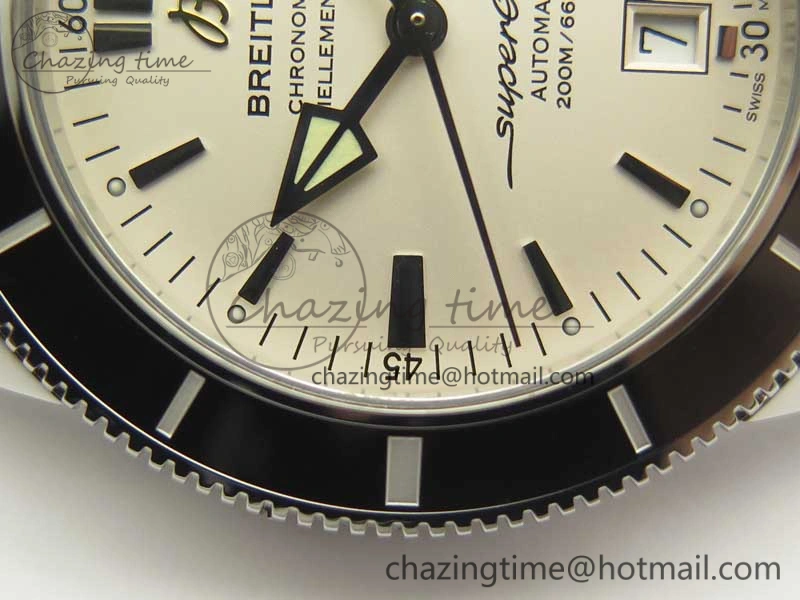 SuperOcean 42mm AB2010 SS OMF 1:1 Best Edition White Dial Black Ceramic Bezel on Black Rubber Strap A2824