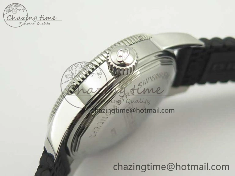 SuperOcean 42mm AB2010 SS OMF 1:1 Best Edition White Dial Black Ceramic Bezel on Black Rubber Strap A2824