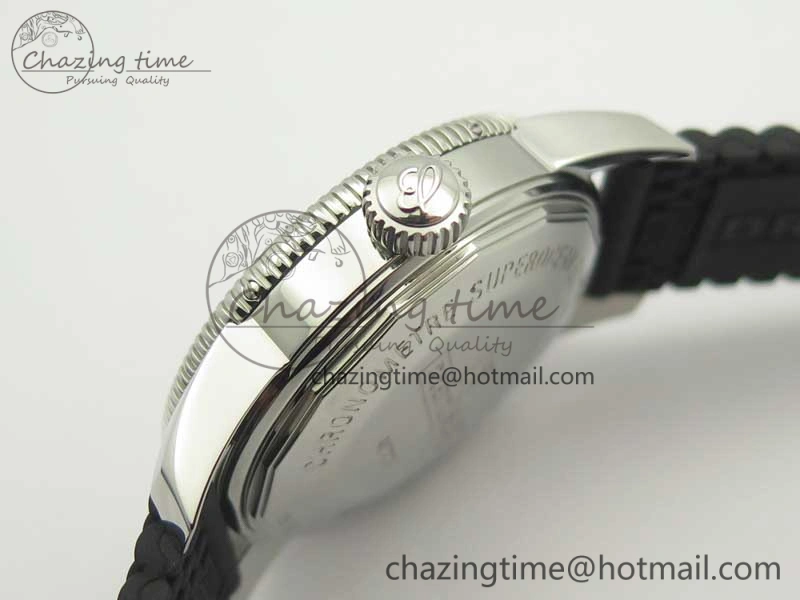 SuperOcean 42mm AB2010 SS OMF 1:1 Best Edition White Dial Black Ceramic Bezel on Black Rubber Strap A2824