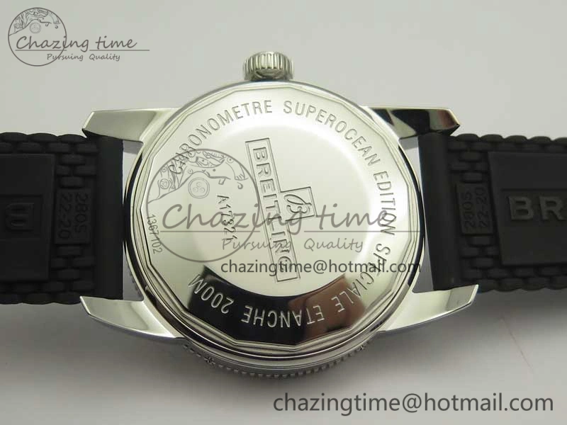 SuperOcean 42mm AB2010 SS OMF 1:1 Best Edition White Dial Black Ceramic Bezel on Black Rubber Strap A2824