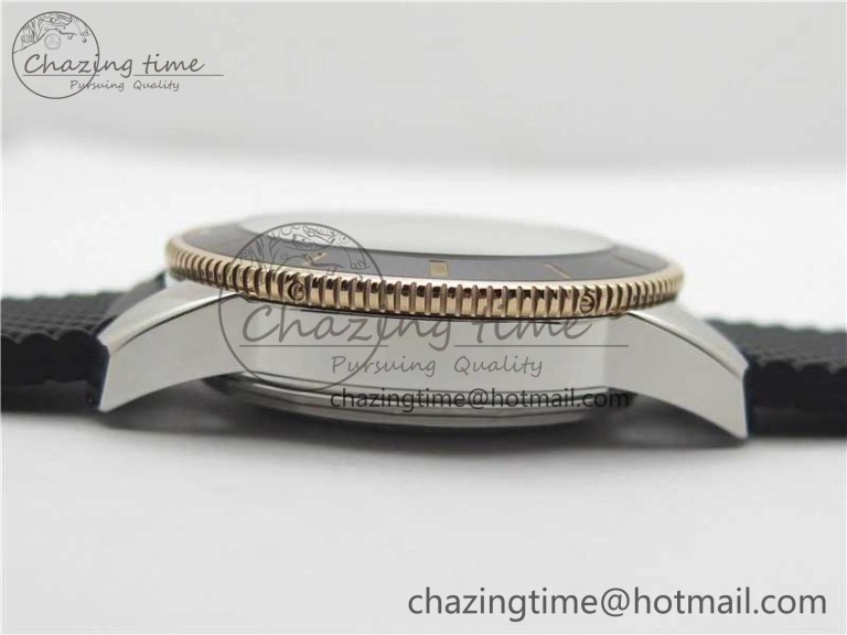 SuperOcean 42mm AB2010 SS RG B50 1:1 Best Edition Black Dial Black Ceramic Bezel on Black Rubber strap A2824