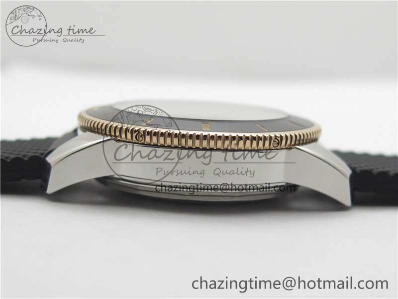 SuperOcean 42mm AB2010 SS RG B50 1:1 Best Edition Black Dial Black Ceramic Bezel on Black Rubber strap A2824