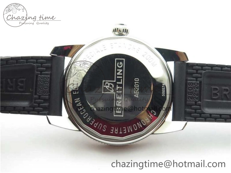 SuperOcean 42mm AB2010 SS RG B50 1:1 Best Edition Black Dial Black Ceramic Bezel on Black Rubber strap A2824