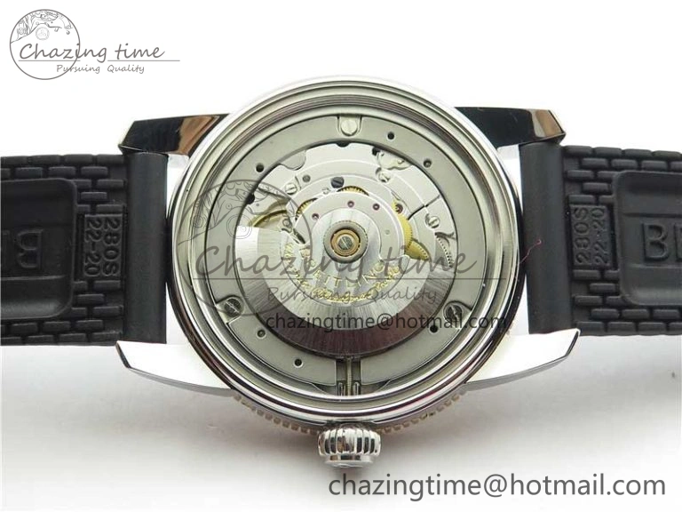 SuperOcean 42mm AB2010 SS RG B50 1:1 Best Edition Black Dial Black Ceramic Bezel on Black Rubber strap A2824