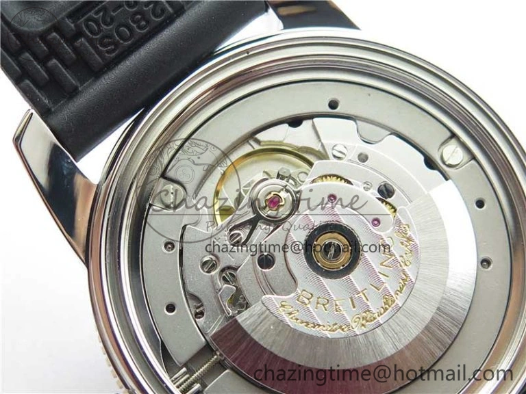 SuperOcean 42mm AB2010 SS RG B50 1:1 Best Edition Black Dial Black Ceramic Bezel on Black Rubber strap A2824