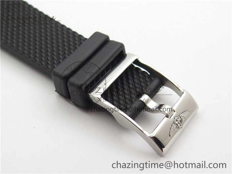 SuperOcean 42mm AB2010 SS RG B50 1:1 Best Edition Black Dial Black Ceramic Bezel on Black Rubber strap A2824