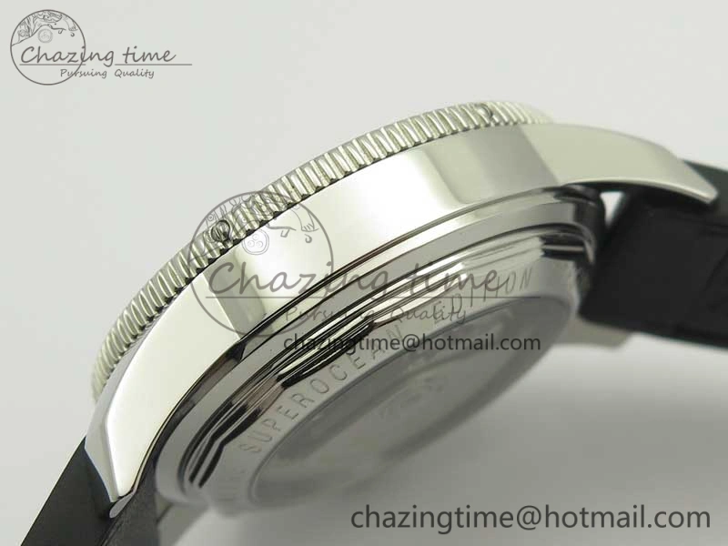 SuperOcean 44mm Black Ceramic Bezel Black Dial on Black Gummy Strap A7750