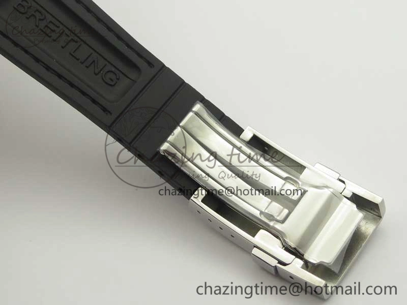 SuperOcean 44mm Black Ceramic Bezel Black Dial on Black Gummy Strap A7750
