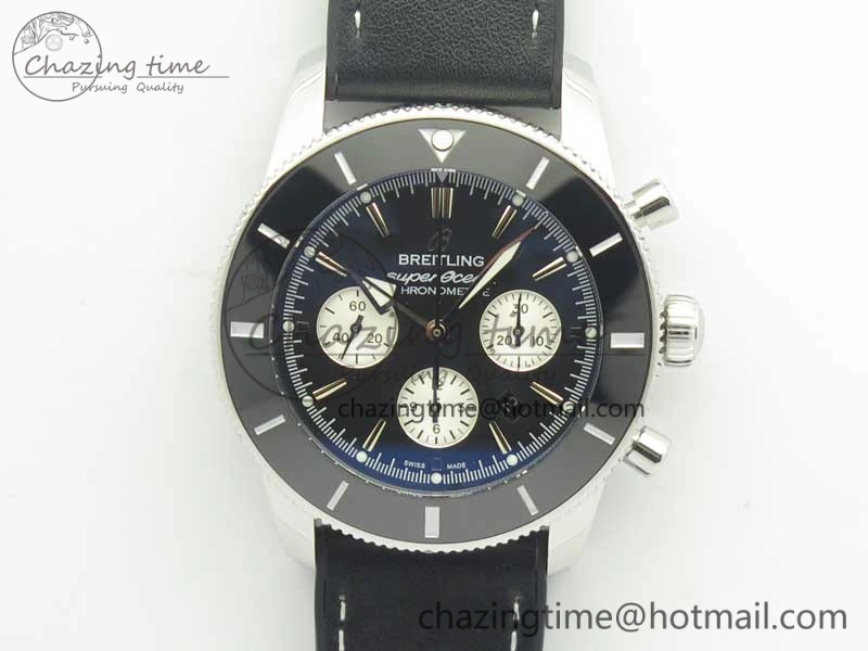 SuperOcean 44mm Black Ceramic Bezel Black Dial on Black Gummy Strap A7750