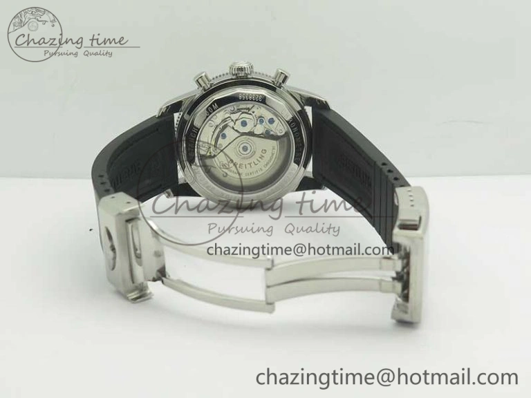SuperOcean 44mm Black Ceramic Bezel Black Dial on Black Gummy Strap A7750